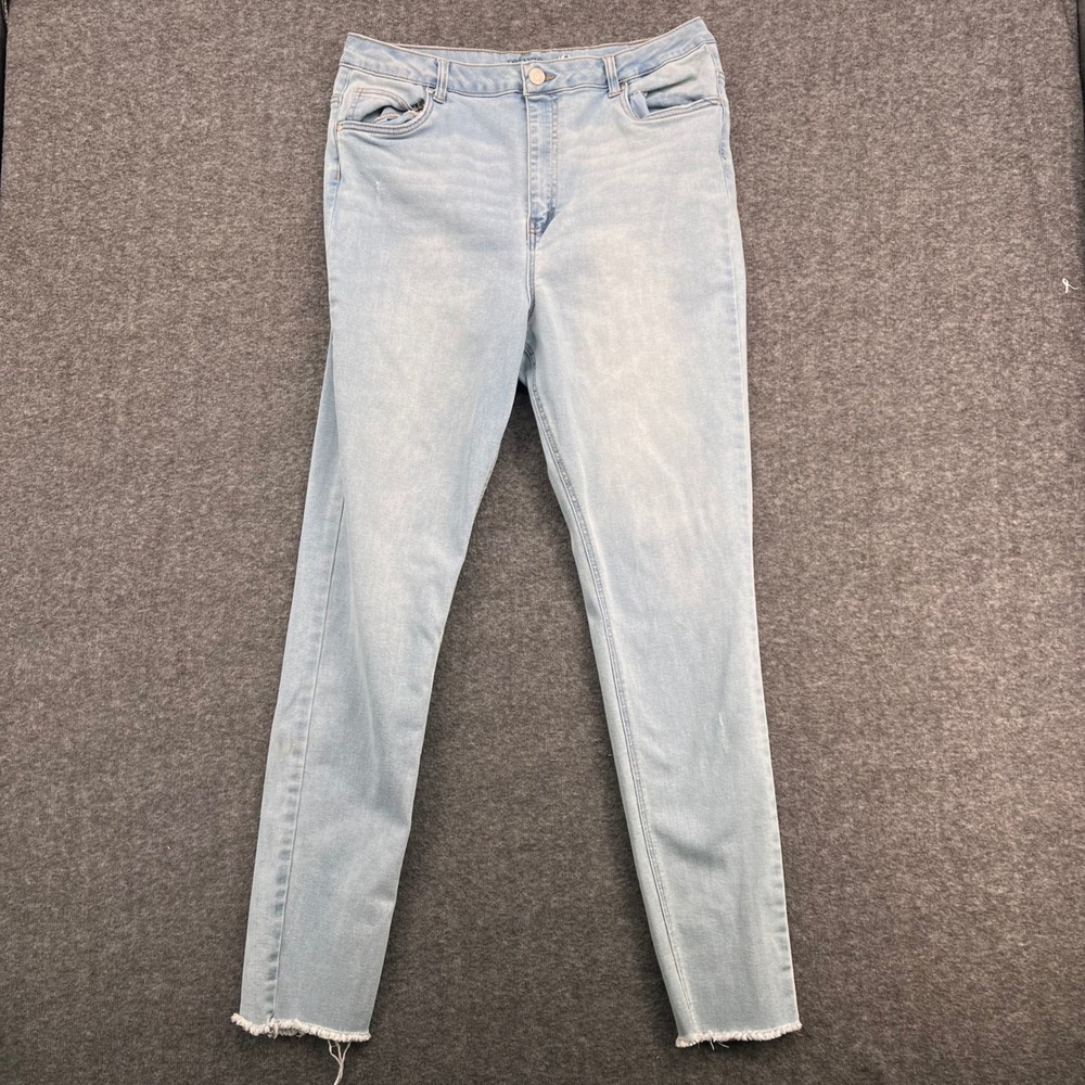 Refuge Cali Womens Ultra High Rise Skinny Jeans Light Wash Raw Hem Size 15